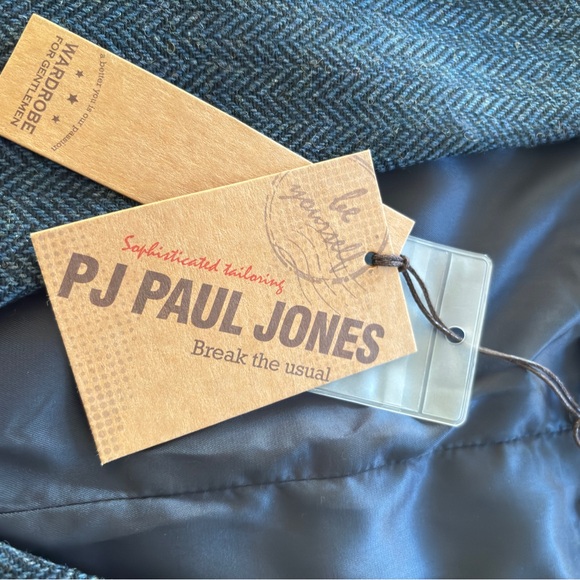 Paul Jones Wool Blend Navy Tweed Herringbone Waistcoat Vest Mens Medium Classic - Picture 13 of 13